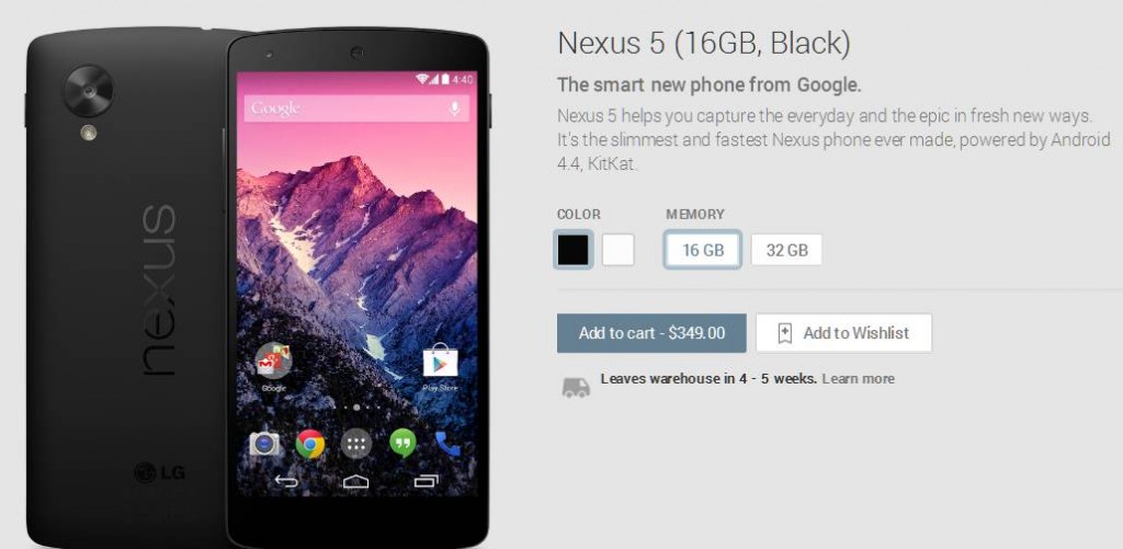 Nexus 5 16GB Black 4 or 5 weeks